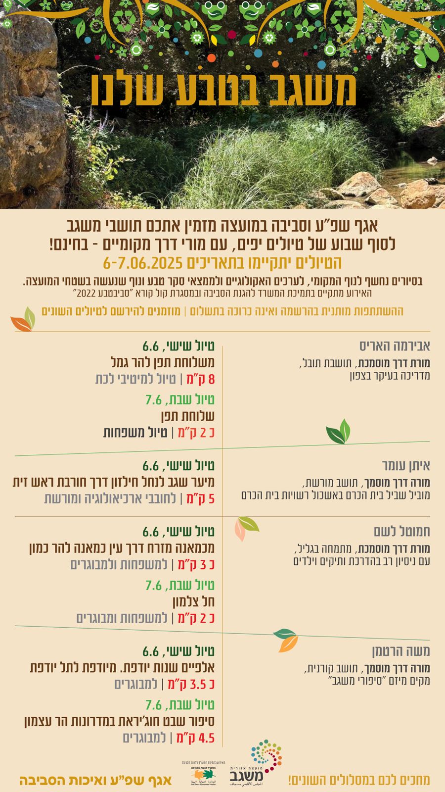 "משגב בטבע שלנו" - סוף שבוע של טיולים מודרכים, חינם!